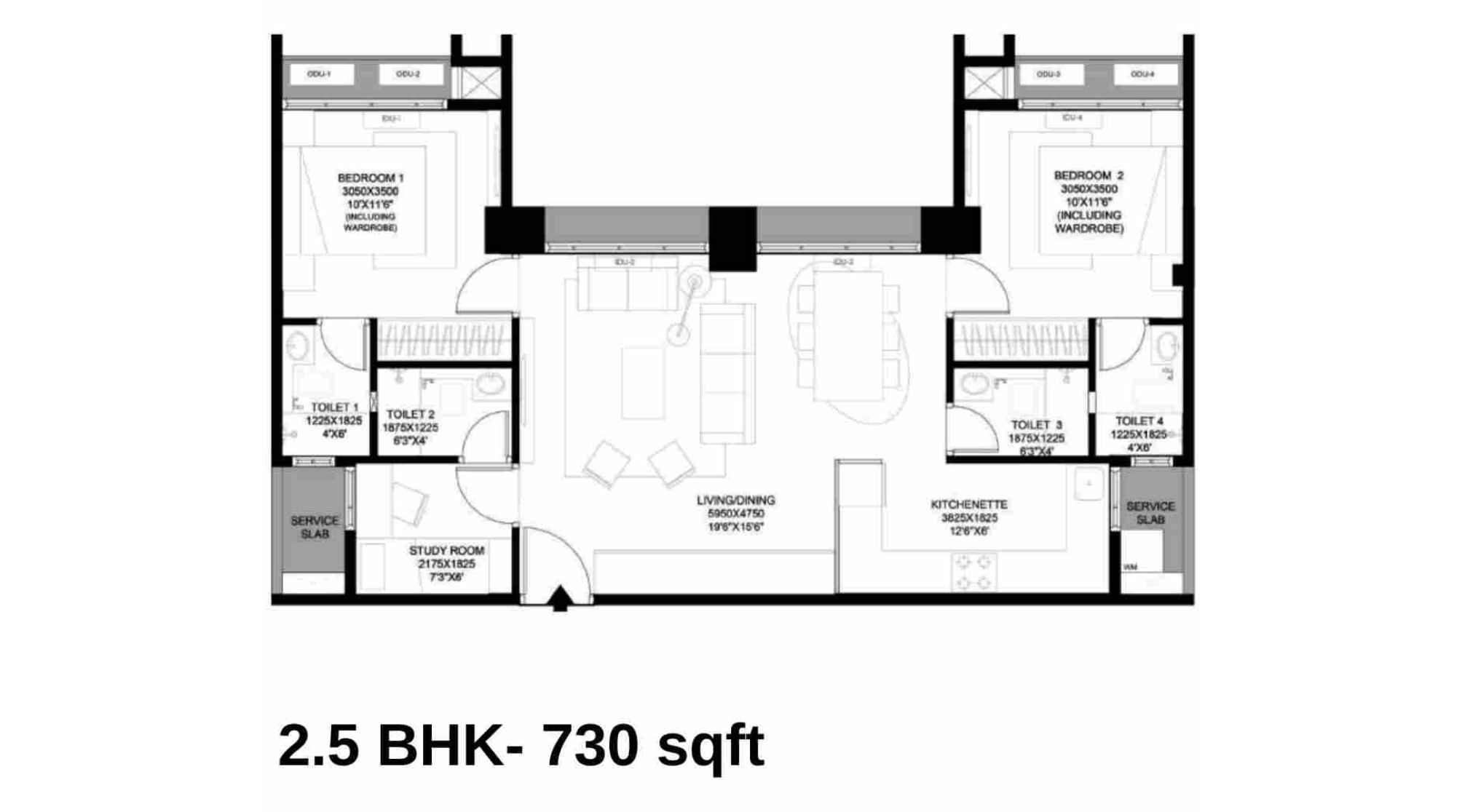 Prescon-Midtown-Bay-Floor-Plan-2.5-BHK-730-sqft-1-BHK-Jodi