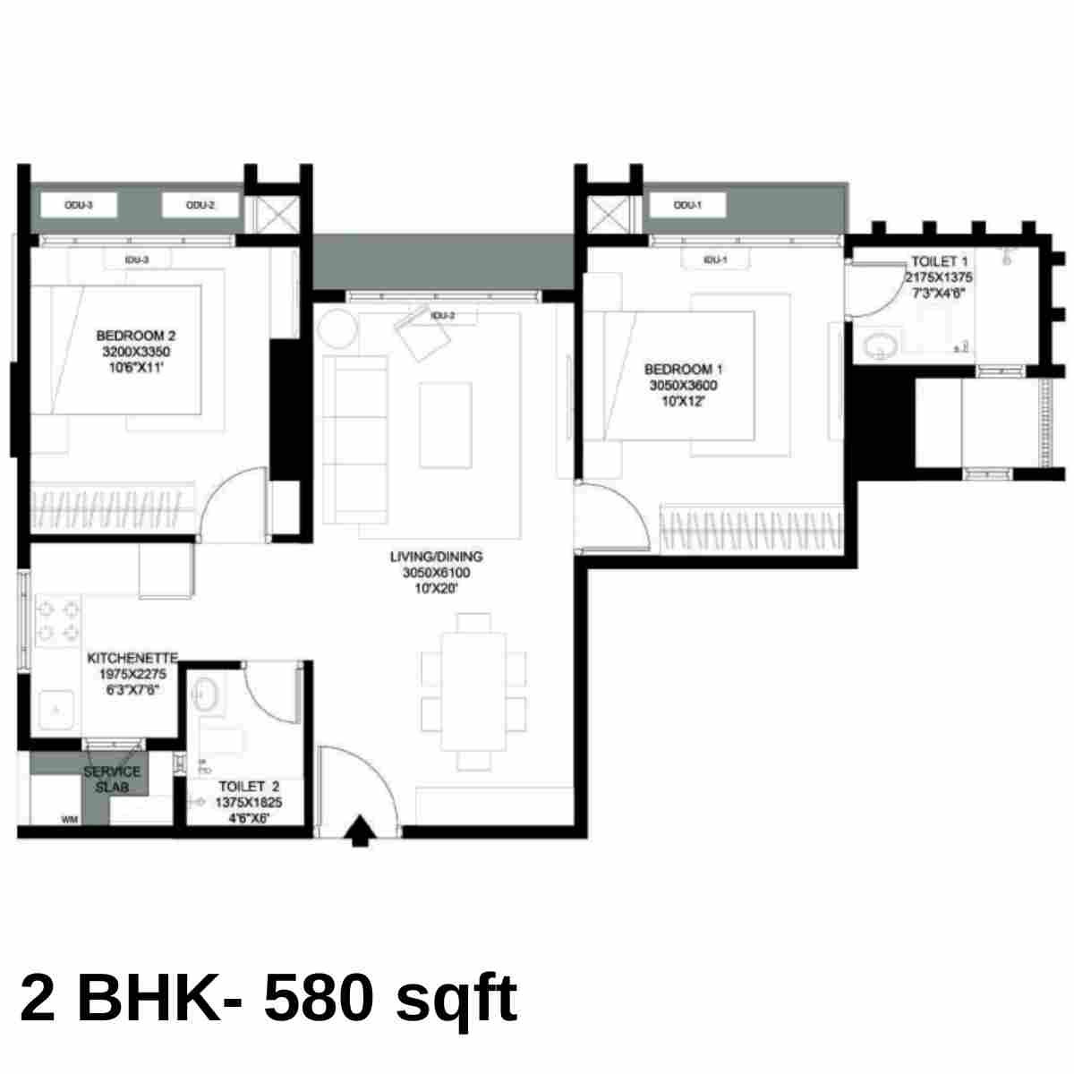 Prescon-Midtown-Bay-Floor-Plan-2-BHK-580-sqft
